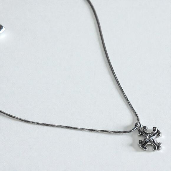 Brighton Divina Cross Necklace Reversible Gold Rhinestone Silver Retired - Picture 6 of 7